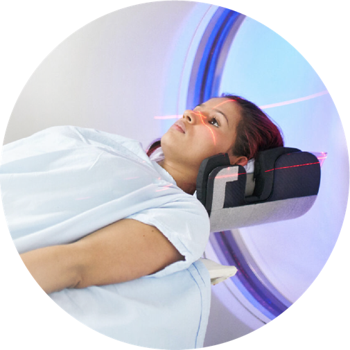 Woman laying on MRI table